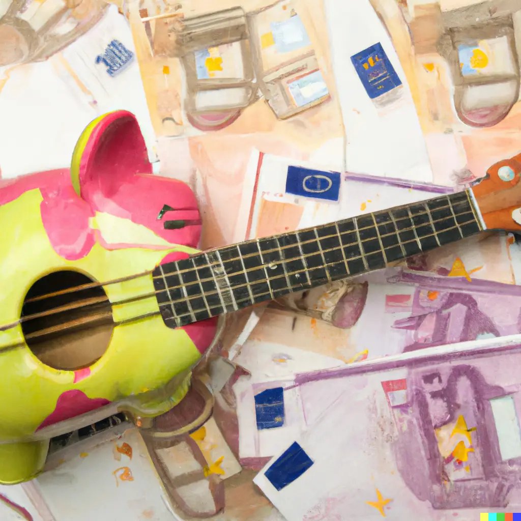 Ein Musikinstrument liegt auf Geld